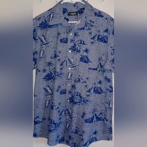 Chaps Mens Hawaiian Print Button Up Shirt Size Large